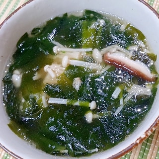 塩蔵わかめたっぷり えのきの中華スープ